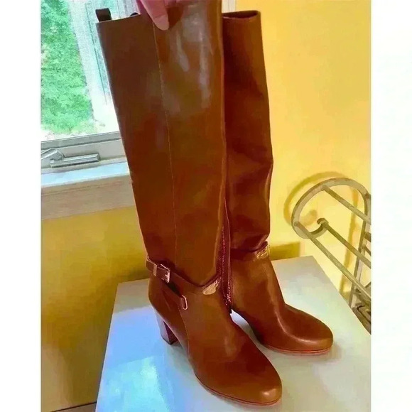 Michael Kors Arley Women's Brown Leather Riding Boots Size 9M Knee High - Picture 1 of 12